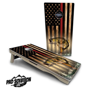 Red Line Deer & Fish Flag Cornhole Boards - Pro Solution Lite Series Cornhole Solutions