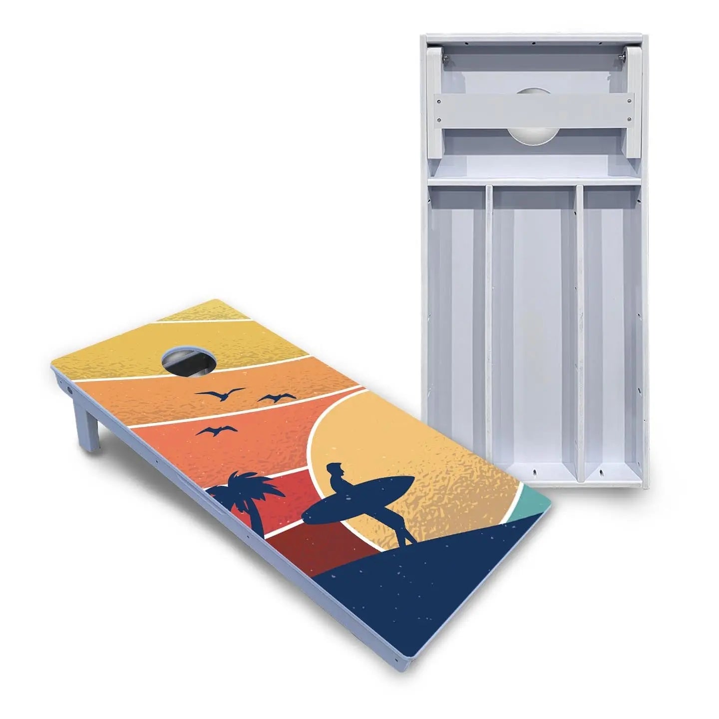 Retro Beach Cornhole Boards - All Weather Series by Cornhole Solutions, custom cornhole board main product photo