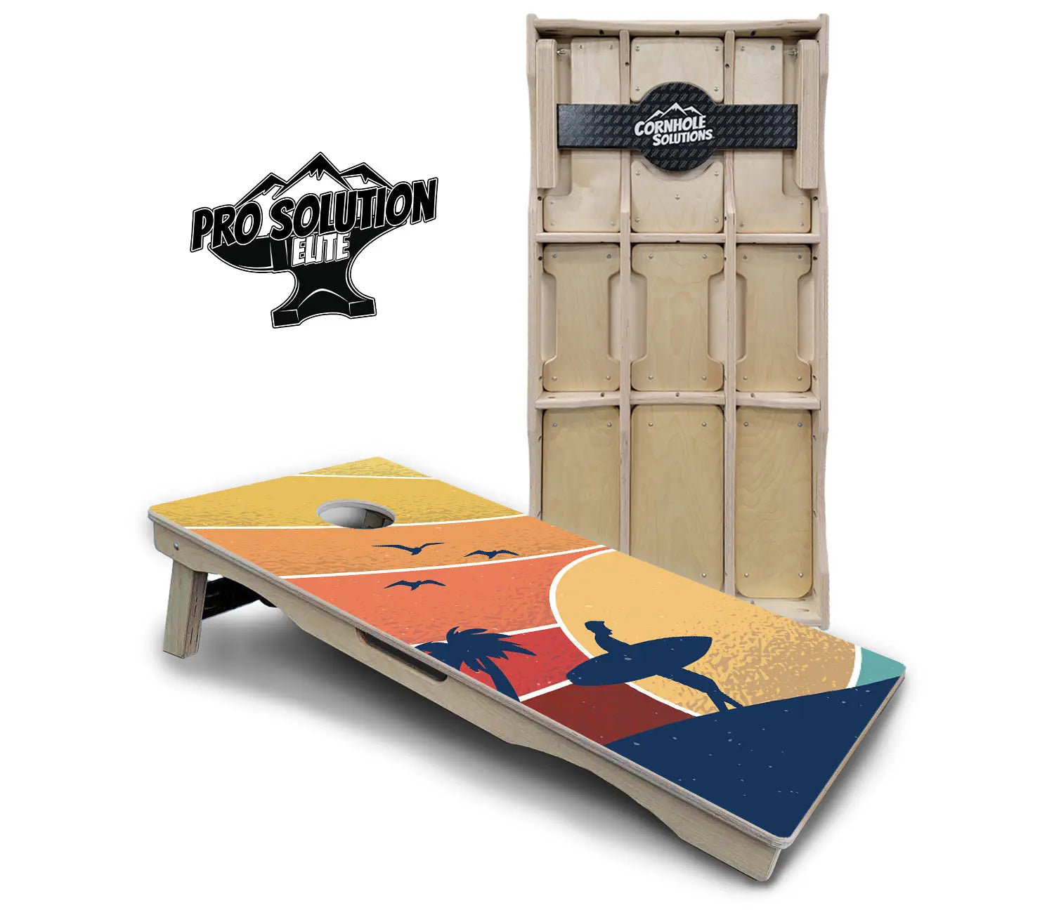 Retro Beach Cornhole Boards - Pro Solution Elite Series by Cornhole Solutions, custom cornhole board detail photo 2