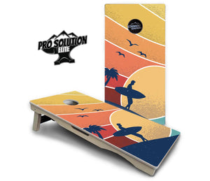 Retro Beach Cornhole Boards - Pro Solution Elite Series by Cornhole Solutions, custom cornhole board detail photo 3
