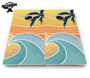 Retro Beach Cornhole Boards - Pro Solution Elite Series by Cornhole Solutions, custom cornhole board detail photo 11