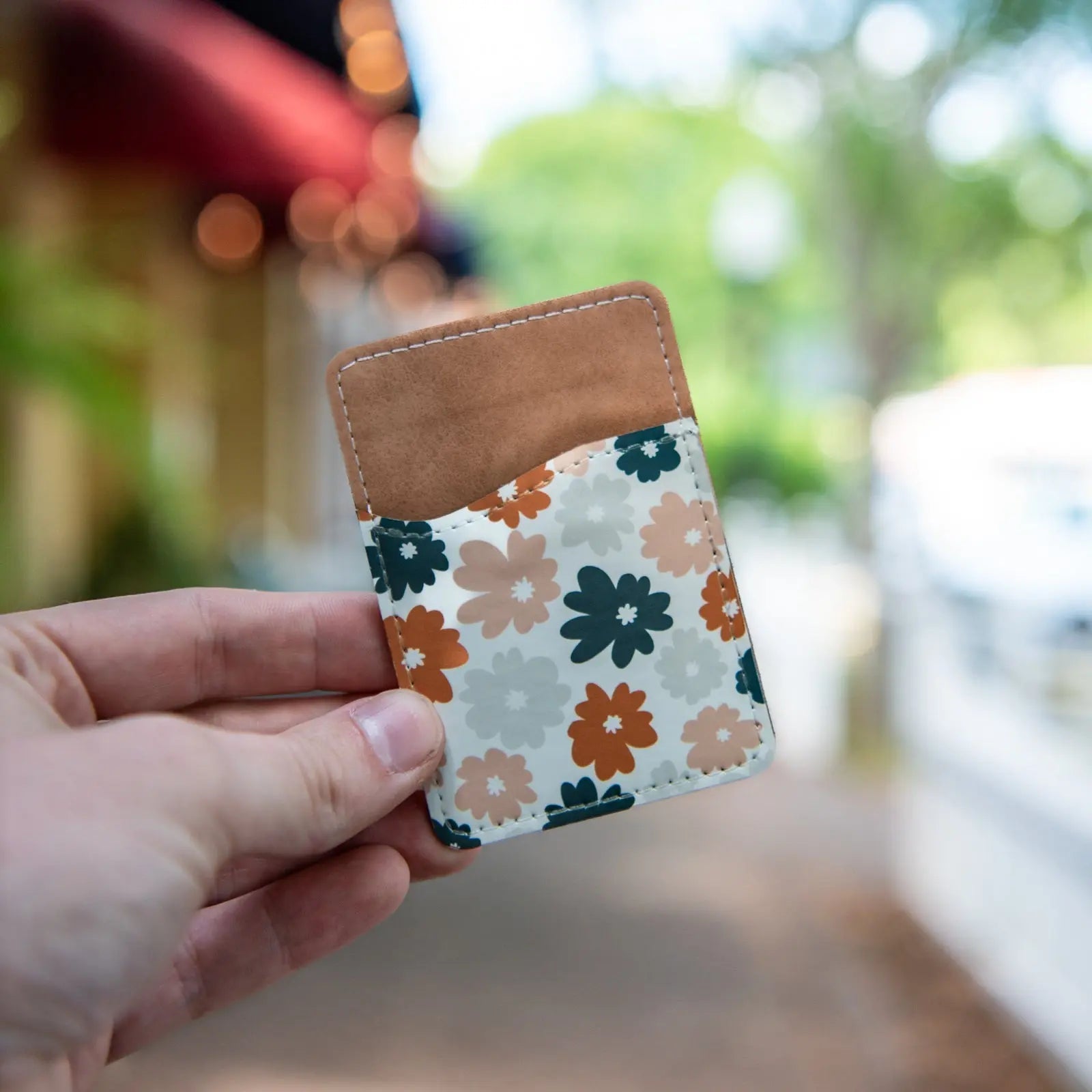 Retro Flower Pattern - Phone Wallet by Still Magnolia, handmade leather goods main product photo
