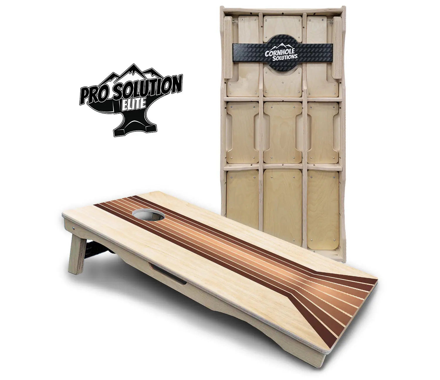 Retro Wood Lines Cornhole Boards - Pro Solution Elite Series by Cornhole Solutions, custom cornhole board main product photo