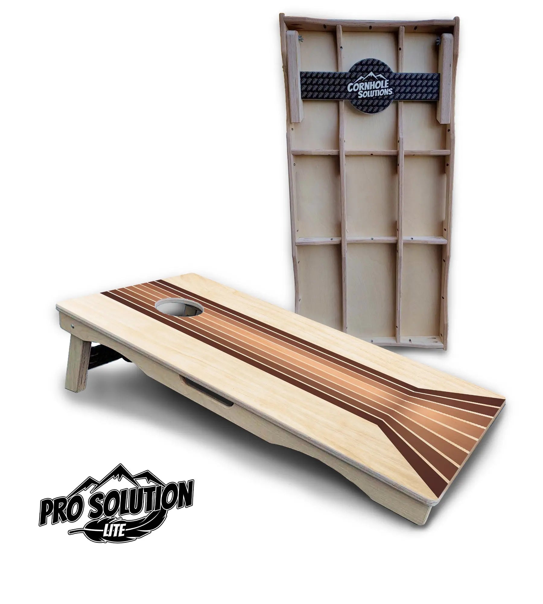 Retro Wood Lines Cornhole Boards - Pro Solution Lite Series by Cornhole Solutions, custom cornhole board main product photo