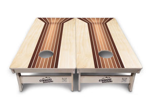 Retro Wood Lines Cornhole Boards - Professional Tournament Series by Cornhole Solutions, custom cornhole board detail photo 2