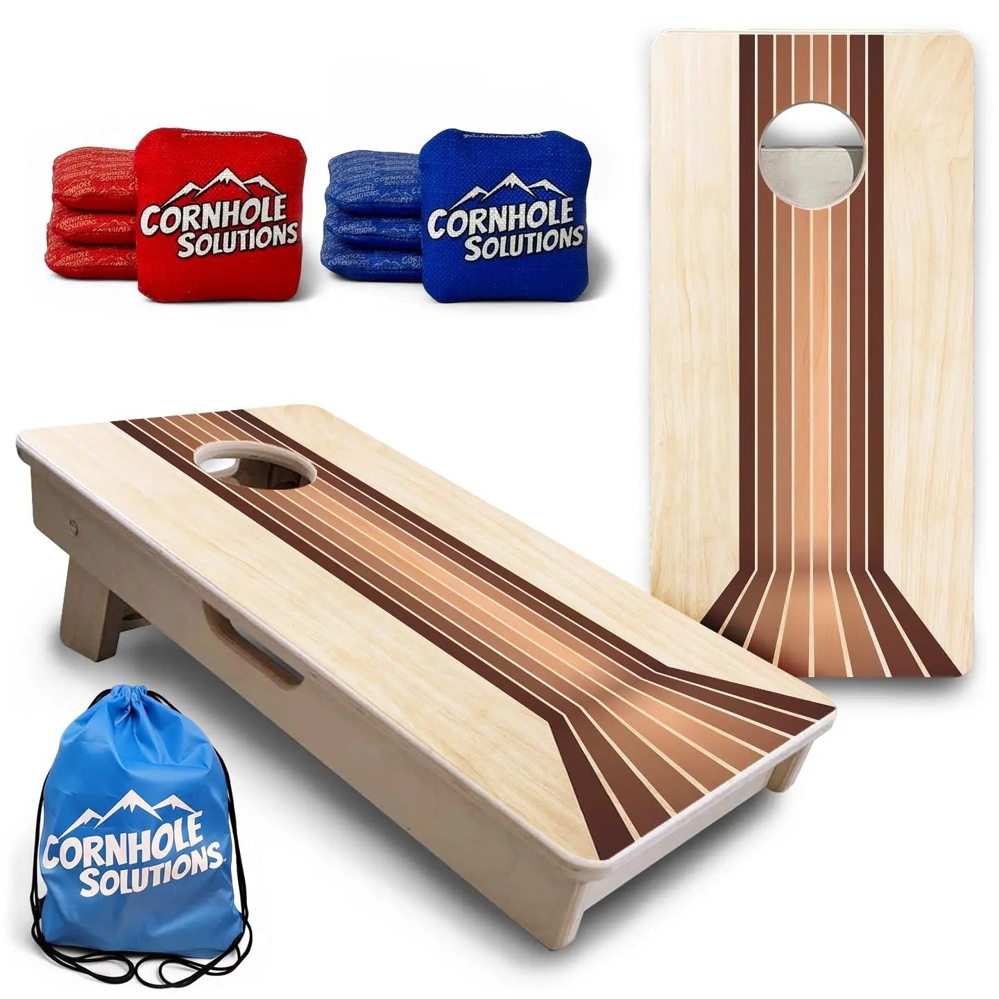 Retro Wood Lines - Mini or Vacation Size Cornhole Boards by Cornhole Solutions, custom cornhole board main product photo