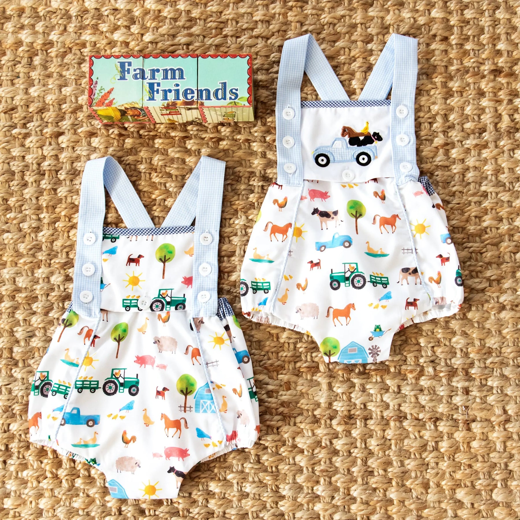 Reversible Farm Truck Sunsuit Seven Lantern Lane