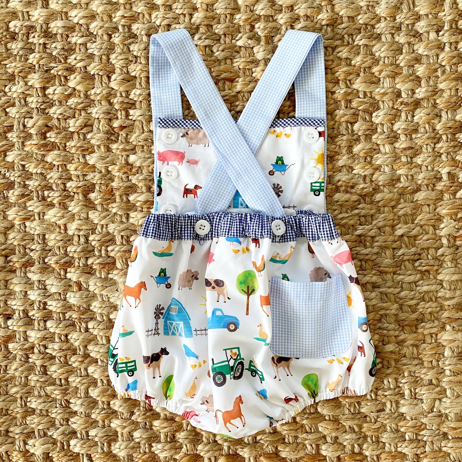 Reversible Farm Truck Sunsuit Seven Lantern Lane