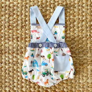 Reversible Farm Truck Sunsuit Seven Lantern Lane