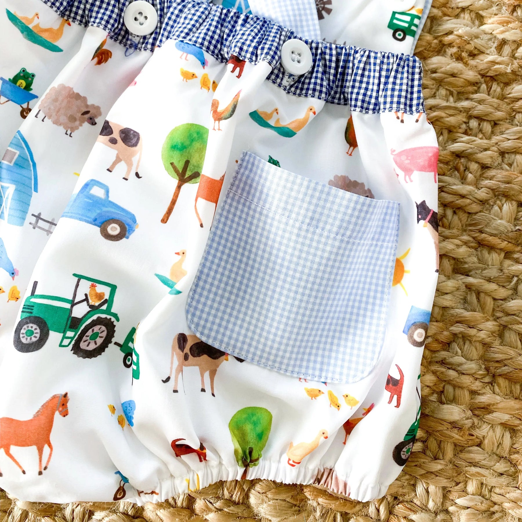 Reversible Farm Truck Sunsuit Seven Lantern Lane