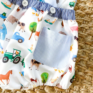 Reversible Farm Truck Sunsuit Seven Lantern Lane