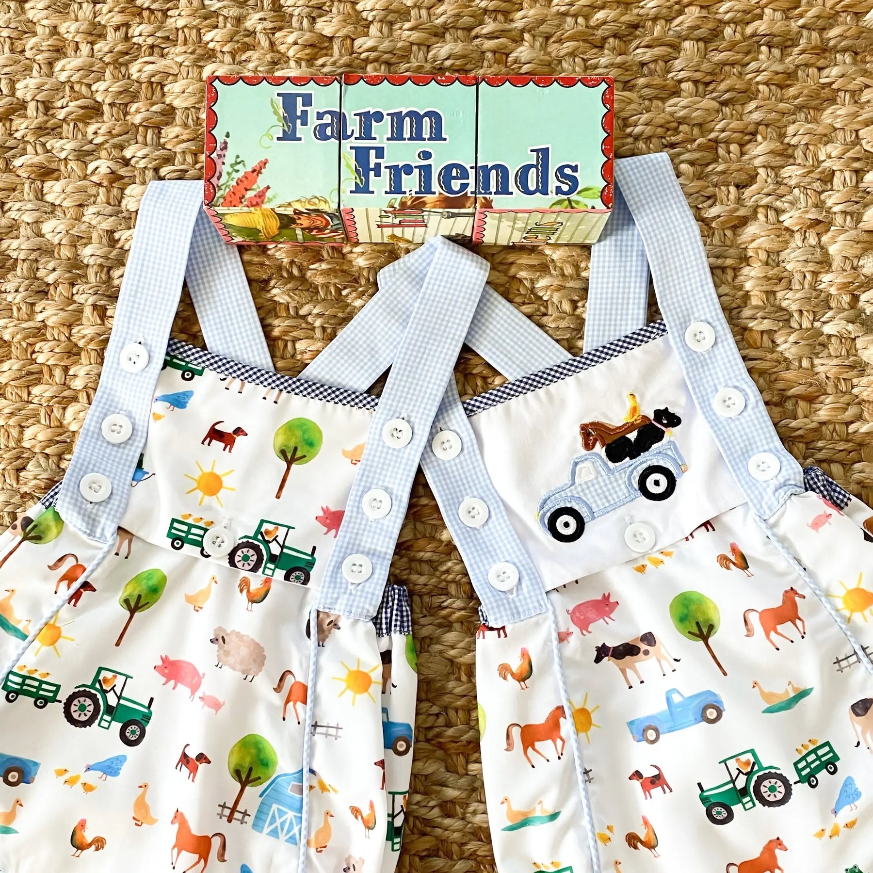Reversible Farm Truck Sunsuit Seven Lantern Lane
