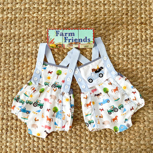 Reversible Farm Truck Sunsuit Seven Lantern Lane