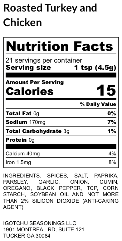 Igotchu Roasted Turkey & Chicken seasoning by Igotchu Seasonings, Southern food gift detail photo 3