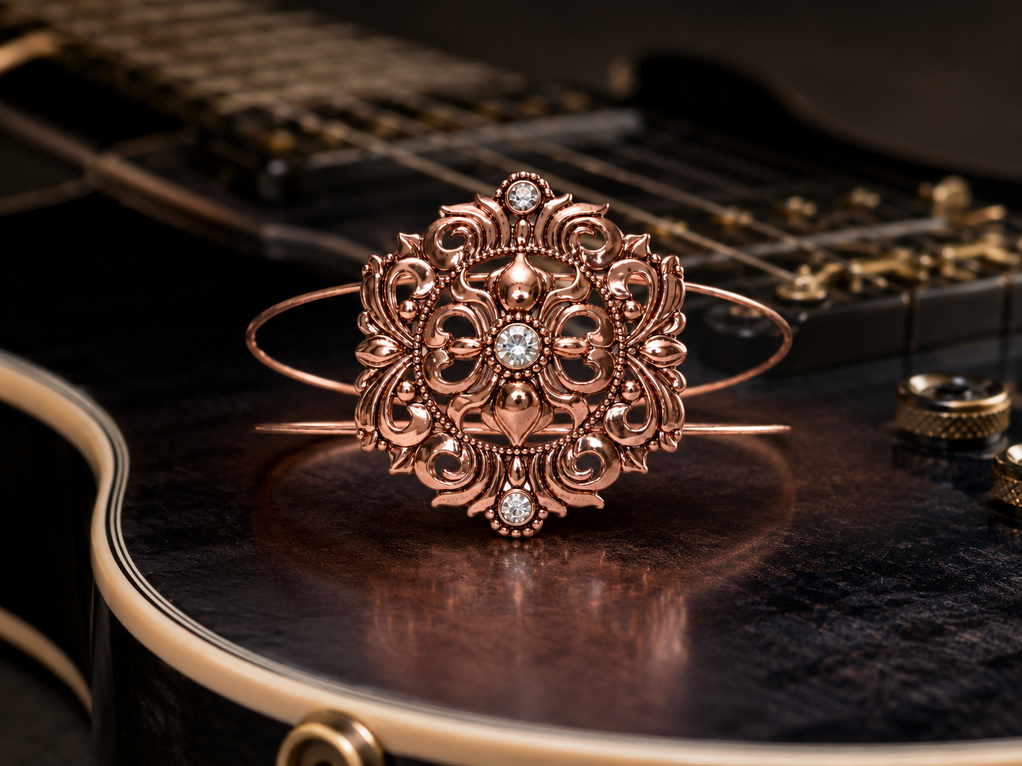 Copper rhinestone guitar string bracelet by N Harmony Jewelry