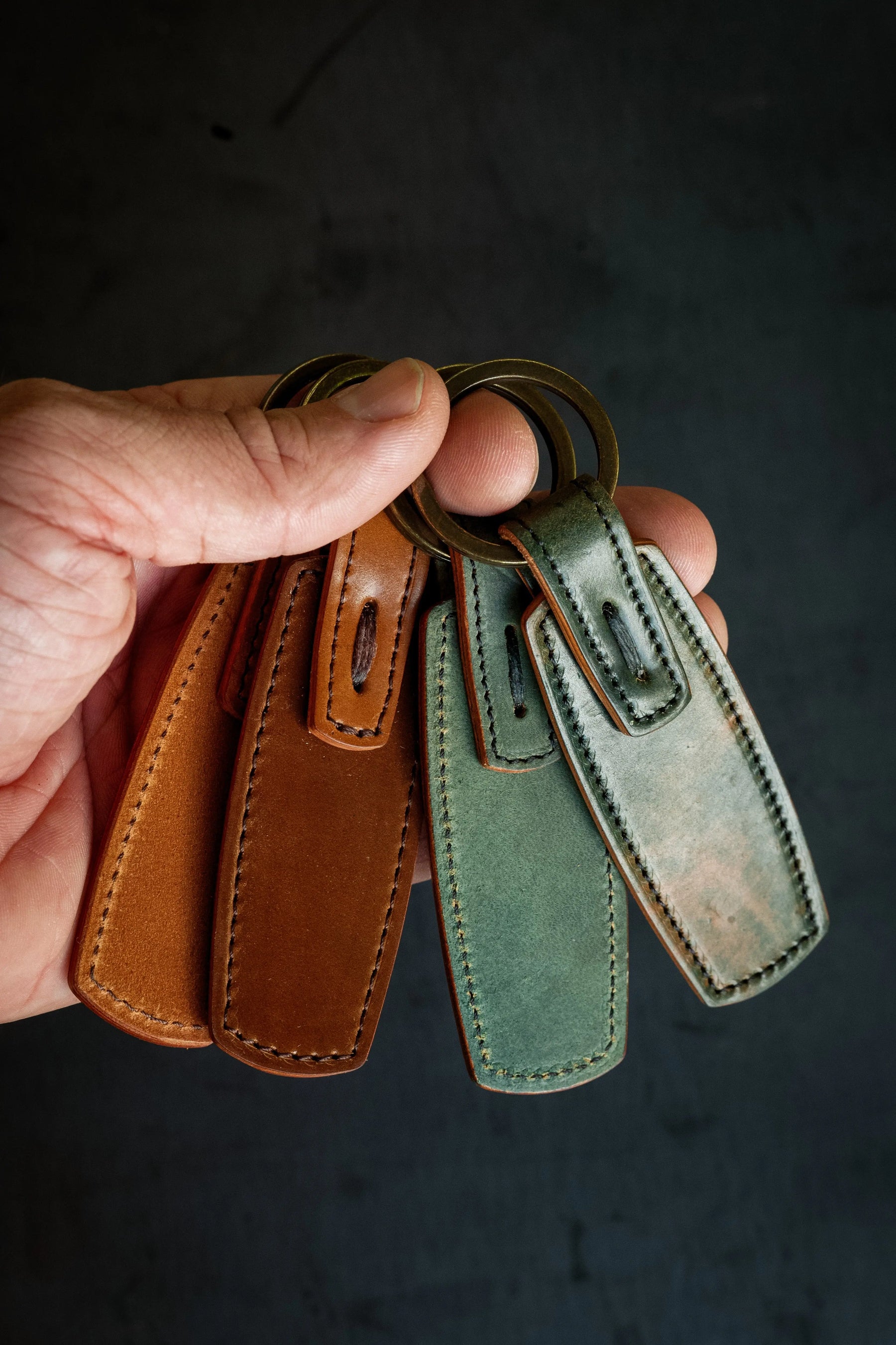 Rover Key Ring - Marbled Black Horween Shell Cordovan by Loyal Stricklin, handmade jewelry detail photo 3