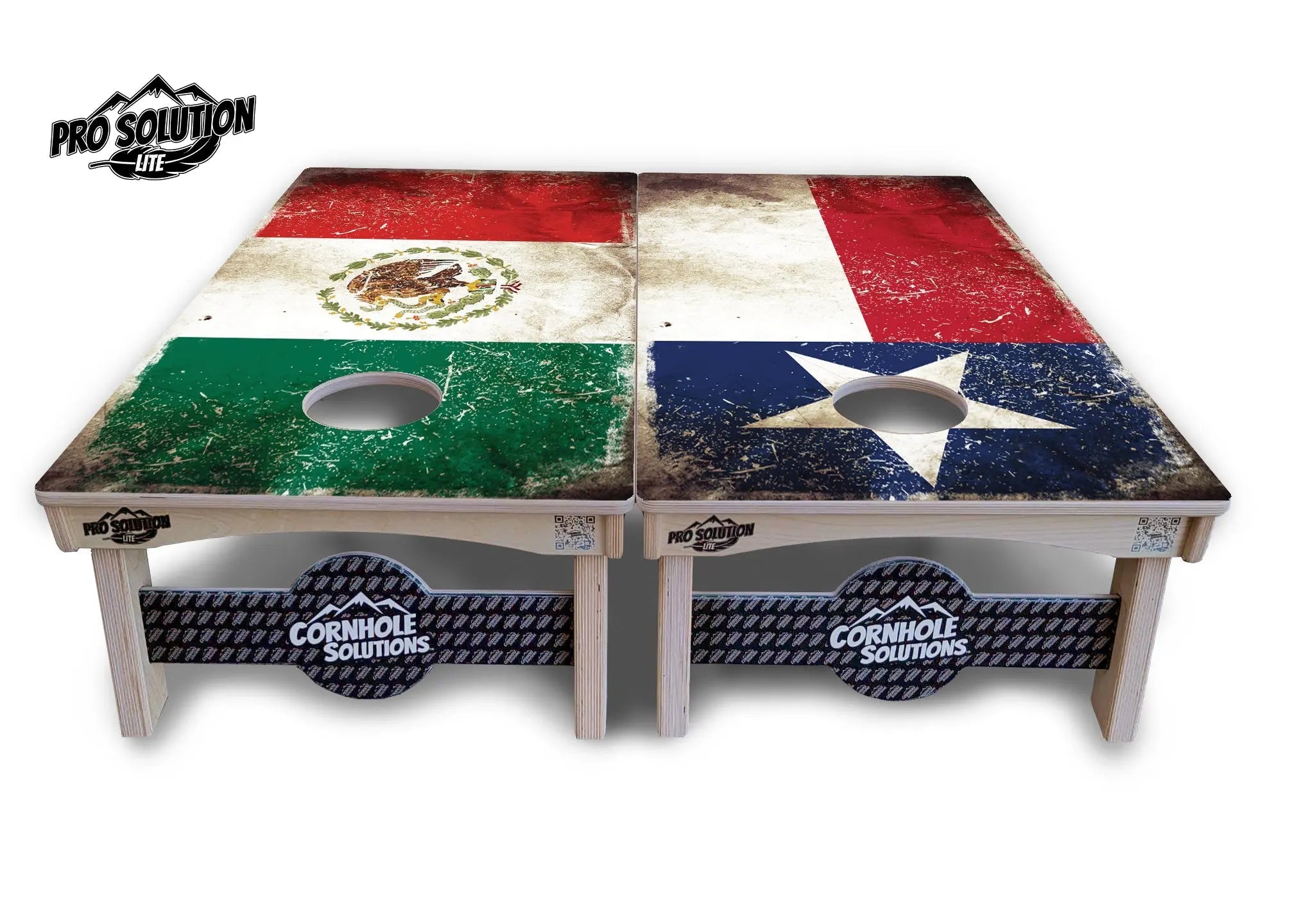 Rustic Texas & Mexico Flag Cornhole Boards - Pro Solution Lite Series by Cornhole Solutions, custom cornhole board detail photo 2