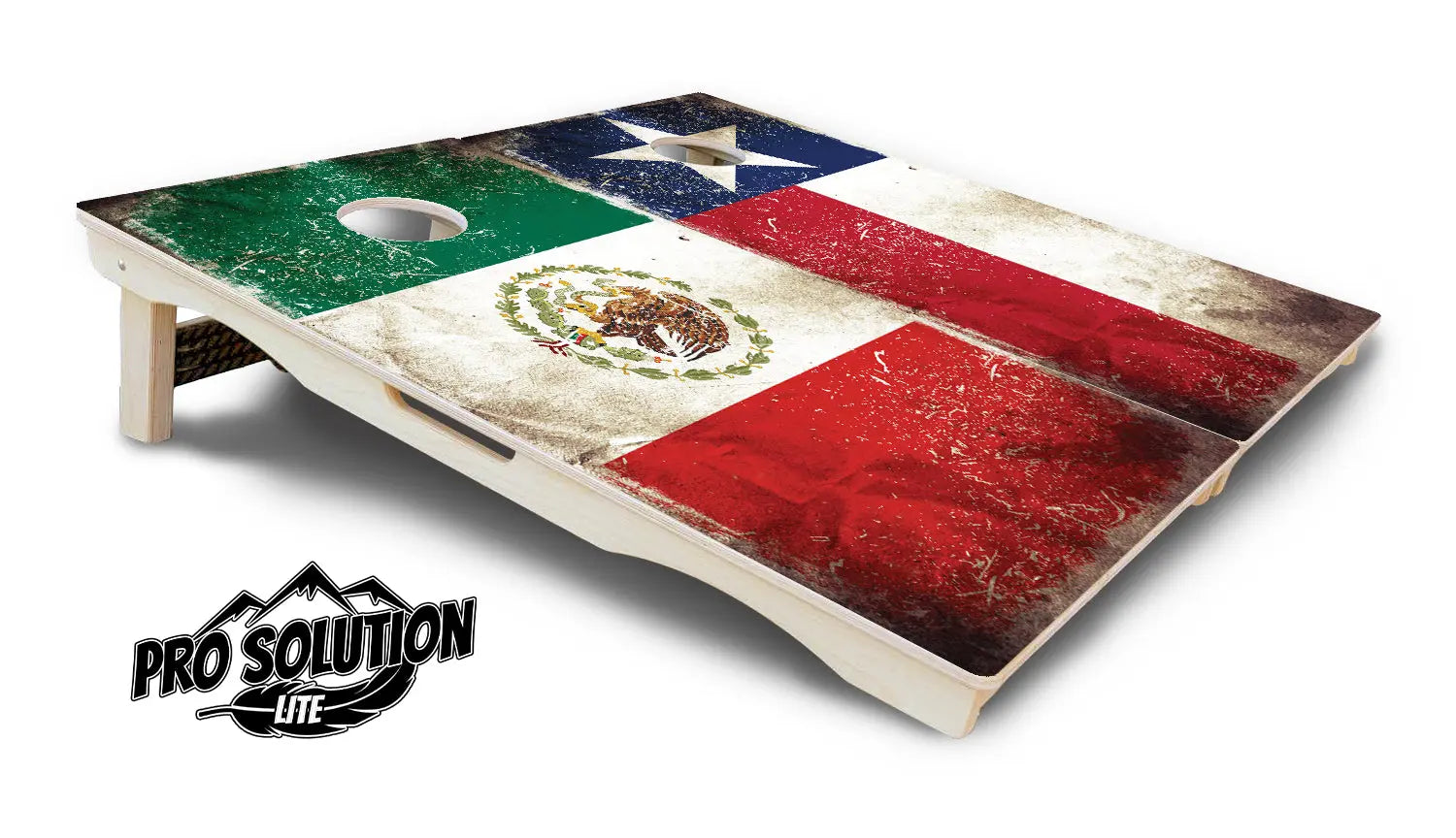 Rustic Texas & Mexico Flag Cornhole Boards - Pro Solution Lite Series by Cornhole Solutions, custom cornhole board detail photo 4