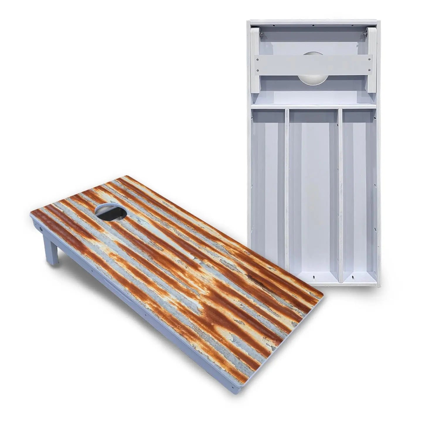 Rustic Tin Roof Cornhole Boards - All Weather Series by Cornhole Solutions, custom cornhole board main product photo