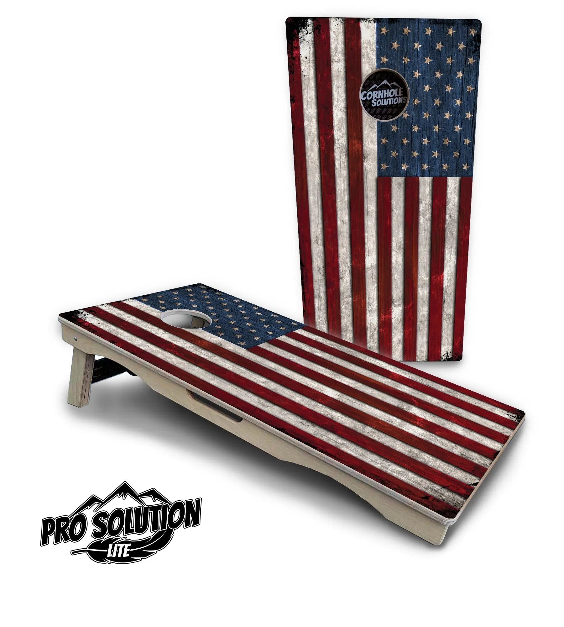 Rustic USA Flag Cornhole Boards - Pro Solution Elite Series Cornhole Solutions