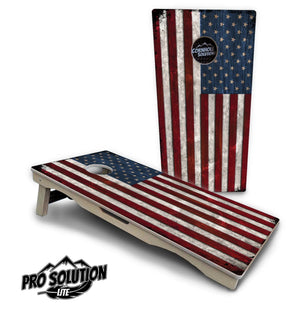 Rustic USA Flag Cornhole Boards - Pro Solution Elite Series Cornhole Solutions