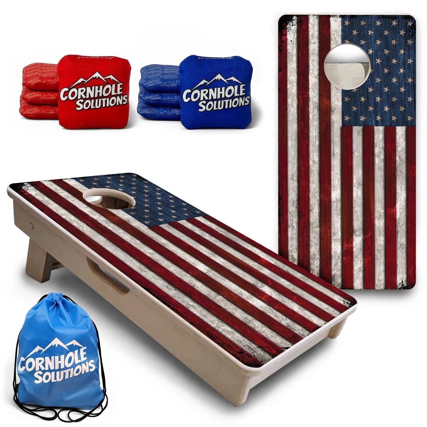 Rustic USA Flag - Mini or Vacation Size Cornhole Boards by Cornhole Solutions, custom cornhole board main product photo