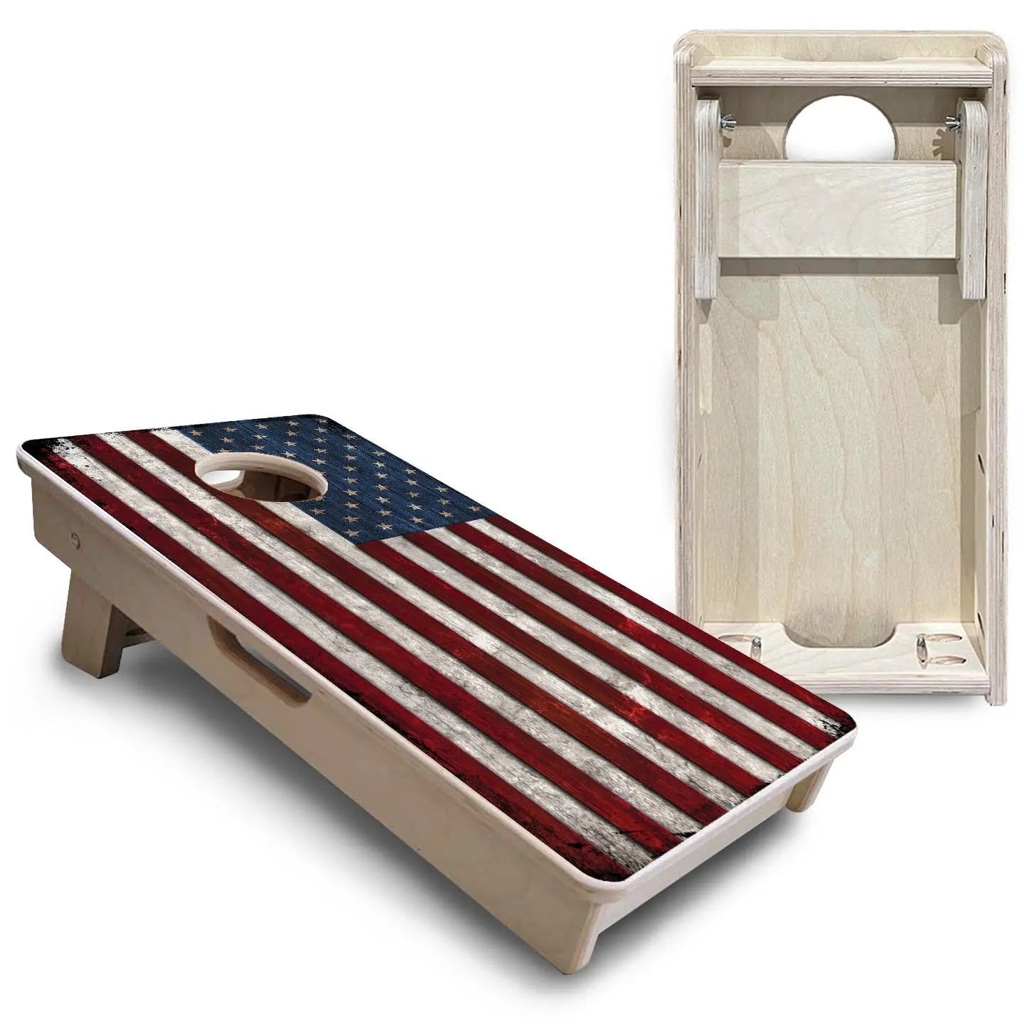 Rustic USA Flag - Mini or Vacation Size Cornhole Boards by Cornhole Solutions, custom cornhole board detail photo 5