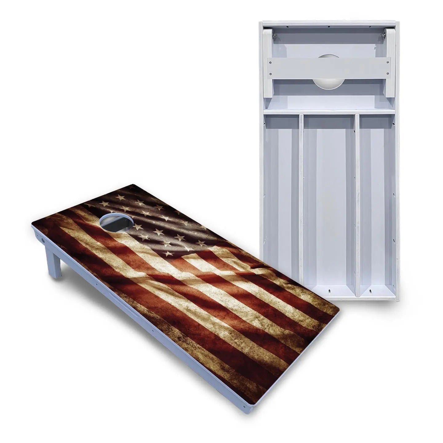 Rustic Wavy Flag Cornhole Boards - All Weather Series by Cornhole Solutions, custom cornhole board main product photo