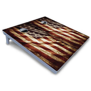 Rustic Wavy Flag Cornhole Boards - All Weather Series by Cornhole Solutions, custom cornhole board detail photo 3
