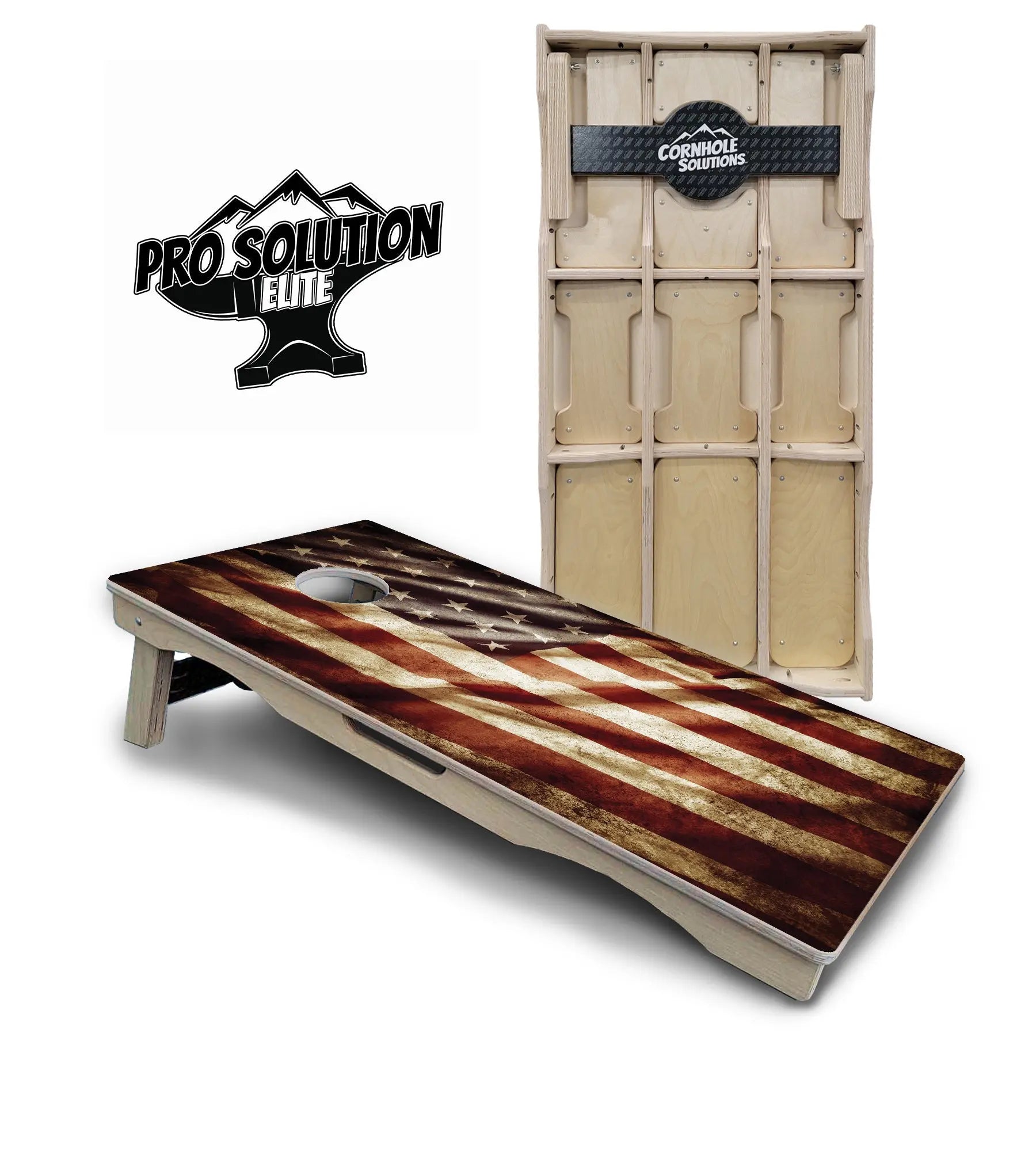 Rustic Wavy Flag Cornhole Boards - Pro Solution Elite Series Cornhole Solutions