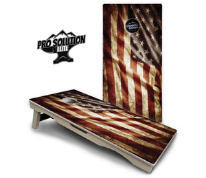 Rustic Wavy Flag Cornhole Boards - Pro Solution Elite Series Cornhole Solutions