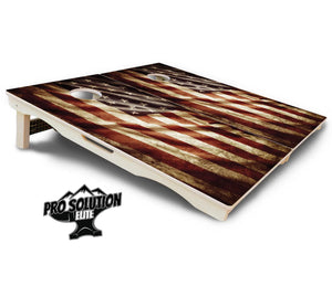 Rustic Wavy Flag Cornhole Boards - Pro Solution Elite Series Cornhole Solutions