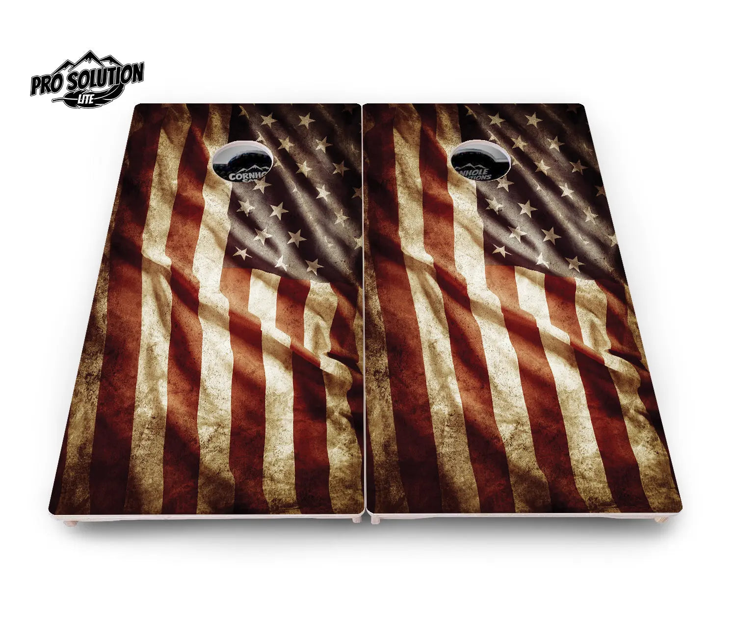 Rustic Wavy Flag Cornhole Boards - Pro Solution Lite Series Cornhole Solutions