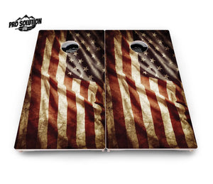 Rustic Wavy Flag Cornhole Boards - Pro Solution Lite Series Cornhole Solutions