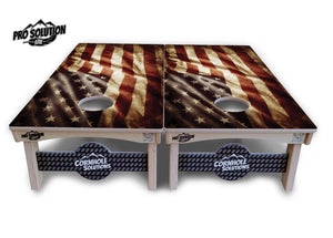 Rustic Wavy Flag Cornhole Boards - Pro Solution Lite Series Cornhole Solutions