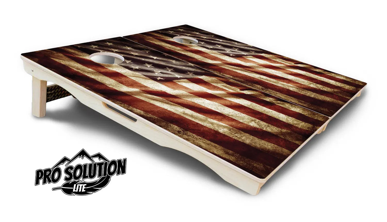 Rustic Wavy Flag Cornhole Boards - Pro Solution Lite Series Cornhole Solutions