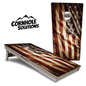 Rustic Wavy Flag Cornhole Boards - Professional Tournament Series Cornhole Solutions