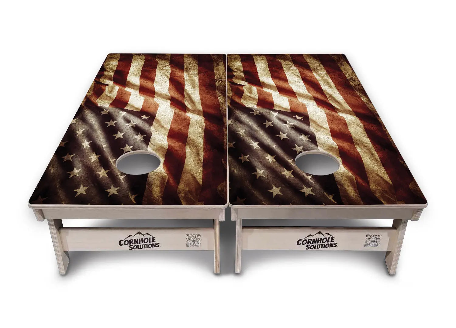 Rustic Wavy Flag Cornhole Boards - Professional Tournament Series Cornhole Solutions