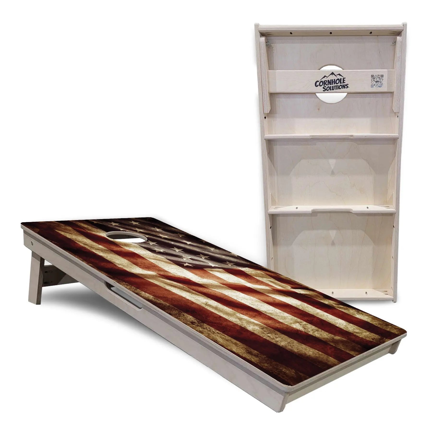 Rustic Wavy Flag Cornhole Boards - Professional Tournament Series Cornhole Solutions