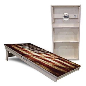Rustic Wavy Flag Cornhole Boards - Professional Tournament Series Cornhole Solutions