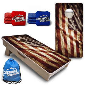 Rustic Wavy Flag - Mini or Vacation Size Cornhole Boards Cornhole Solutions