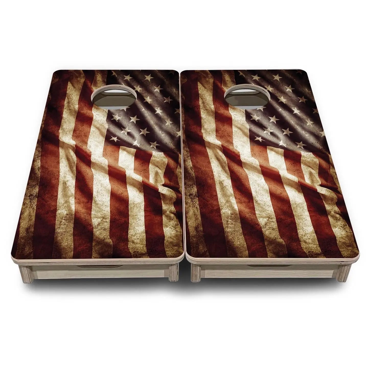 Rustic Wavy Flag - Mini or Vacation Size Cornhole Boards Cornhole Solutions