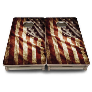 Rustic Wavy Flag - Mini or Vacation Size Cornhole Boards Cornhole Solutions