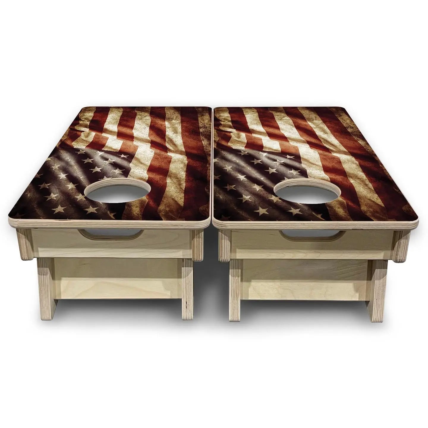Rustic Wavy Flag - Mini or Vacation Size Cornhole Boards Cornhole Solutions