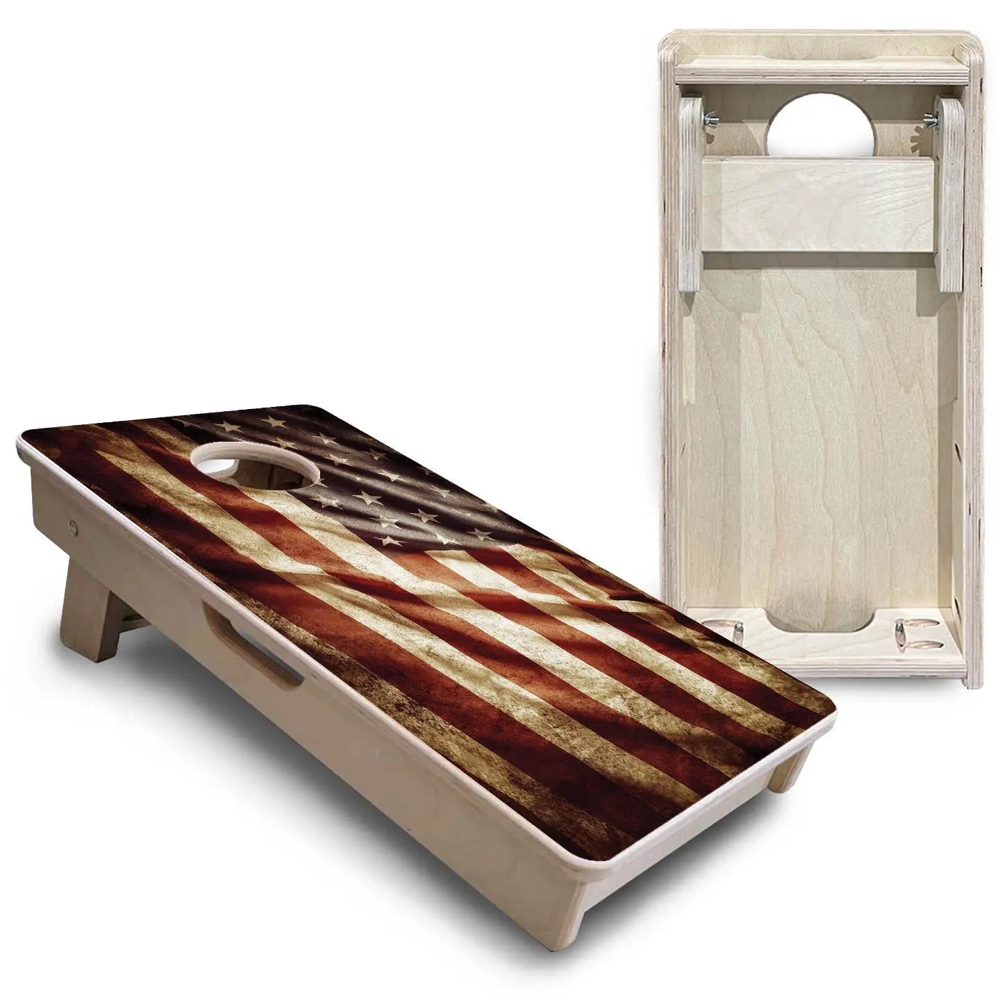 Rustic Wavy Flag - Mini or Vacation Size Cornhole Boards Cornhole Solutions