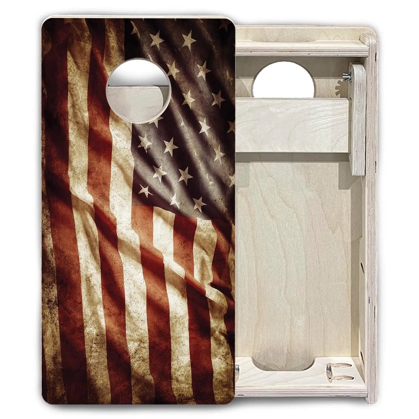Rustic Wavy Flag - Mini or Vacation Size Cornhole Boards Cornhole Solutions