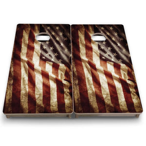 Rustic Wavy Flag - Mini or Vacation Size Cornhole Boards Cornhole Solutions