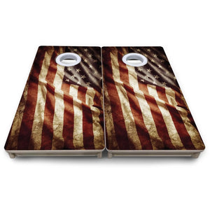 Rustic Wavy Flag - Mini or Vacation Size Cornhole Boards Cornhole Solutions