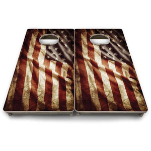 Rustic Wavy Flag - Mini or Vacation Size Cornhole Boards Cornhole Solutions