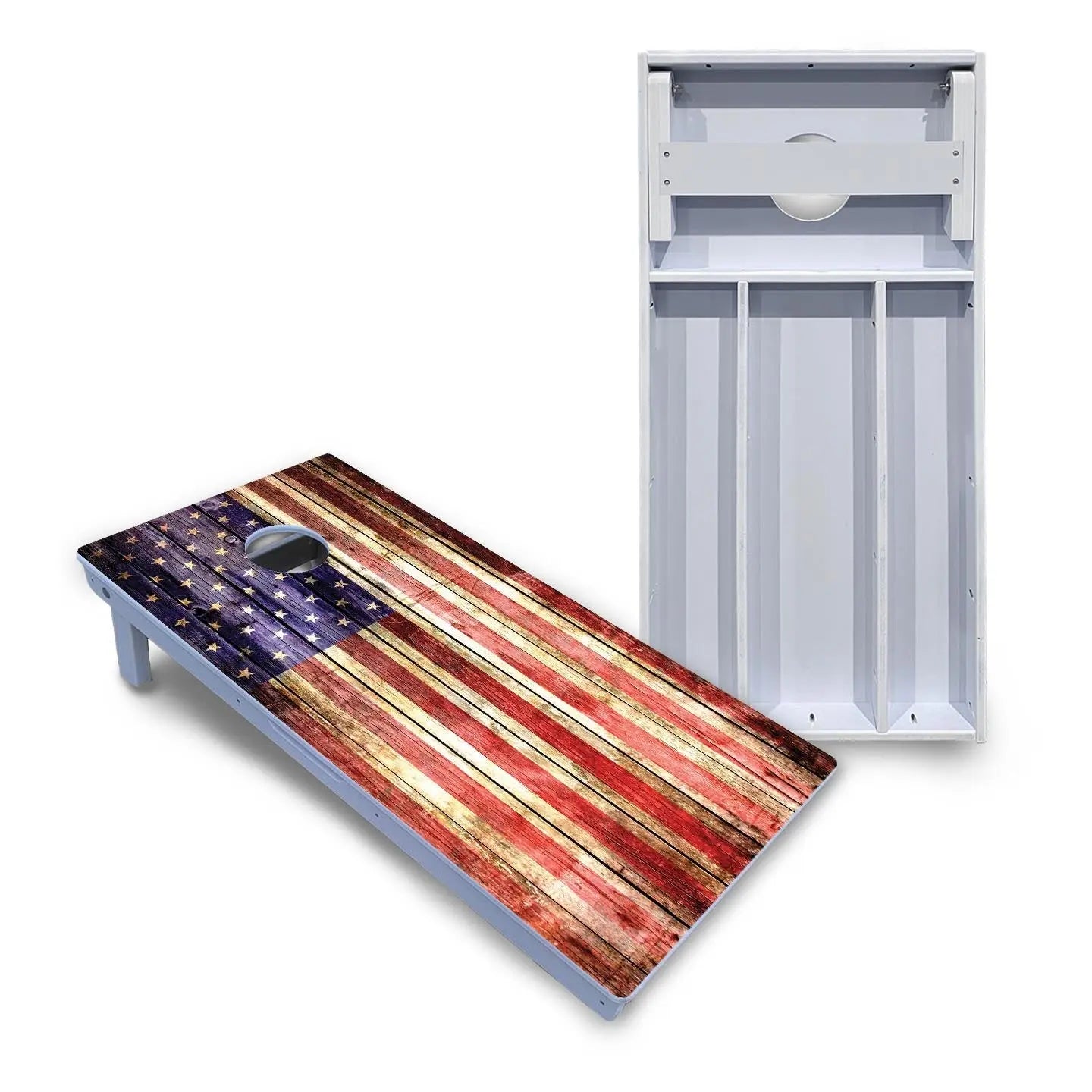 Rustic Wood Flag Cornhole Boards - All Weather Series by Cornhole Solutions, custom cornhole board main product photo
